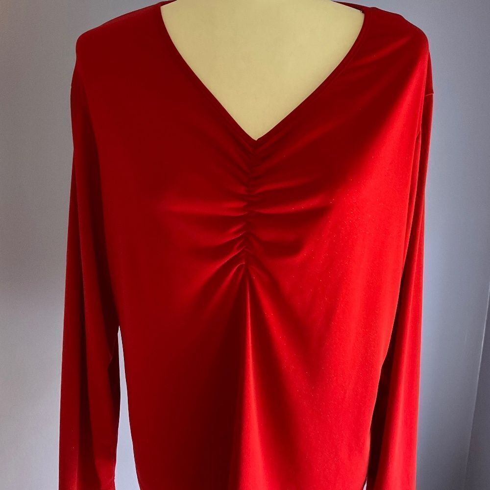 Red Sparkly V-neck Sweater XL